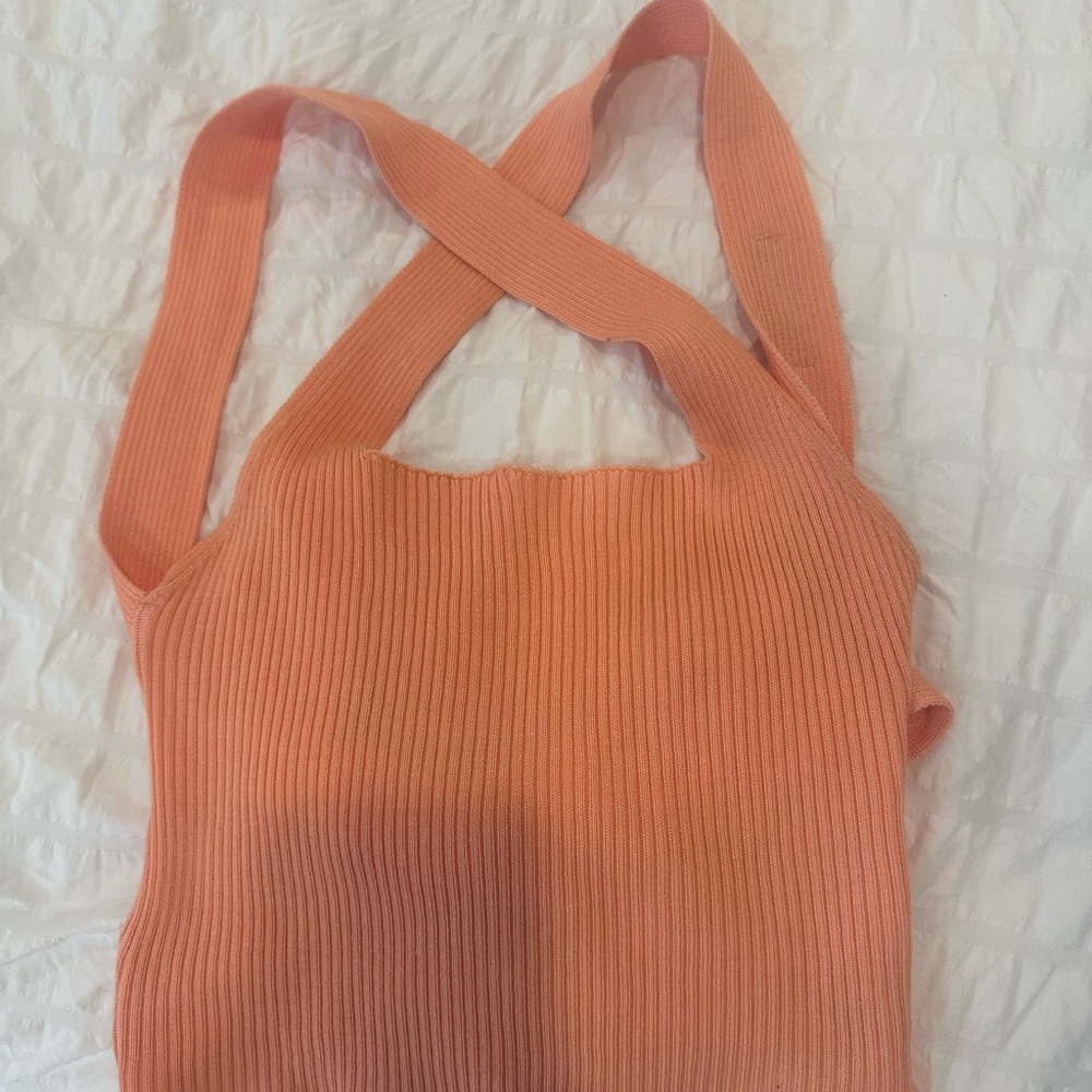 Coral Ribbed Knit Tank Top
